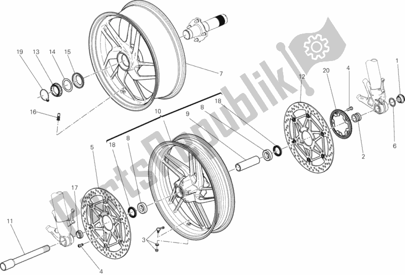 All parts for the Ruota Anteriore E Posteriore of the Ducati Superbike 1199 Panigale ABS Brasil 2014
